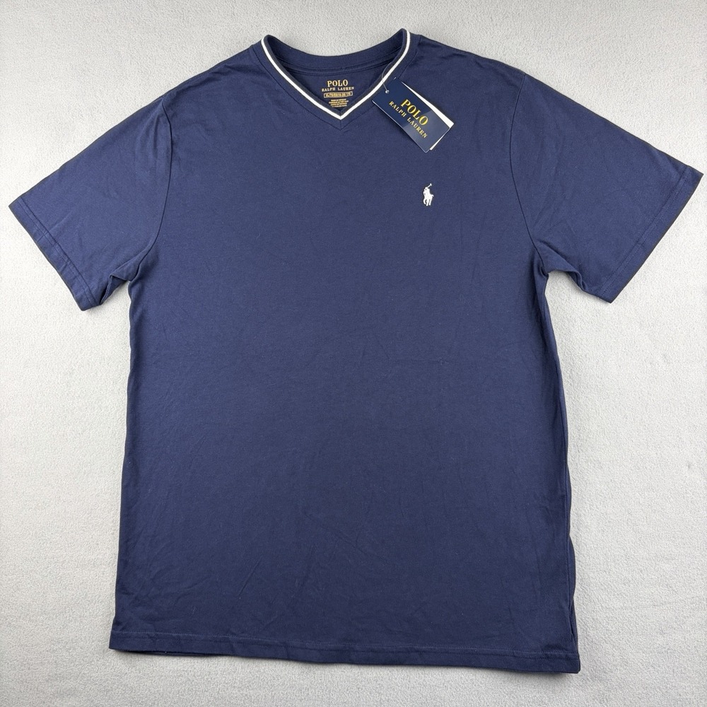 Polo Ralph Lauren V-Neck T Shirt Navy Pony Logo Boys XL 18-20 NWT